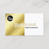 Luxe Goud en Wit Glitterij Sterren en Logo Visitekaartje (Voorkant)