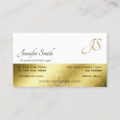 Luxe Goud en Wit Glitterij Sterren Monogram Visitekaartje (Achterkant)