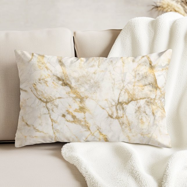 Luxe goud en wit marmer accent kussen (Creator heeft geüpload)