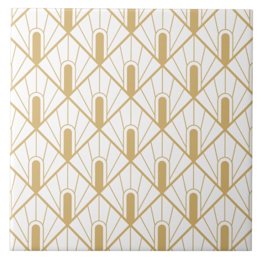 Luxe Goud en Witte Art Deco Tegeltje (Voorkant)