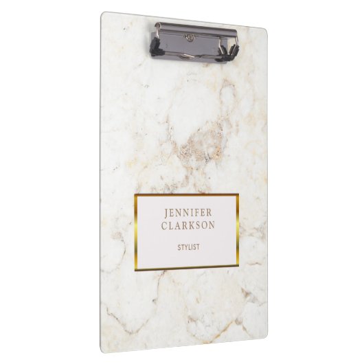 Luxe goud en witte marmer persoonlijk klembord (Rechts)