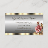 Luxe Goud en Zilveren Gradiënt Roze  Roos Visitekaartje (Achterkant)