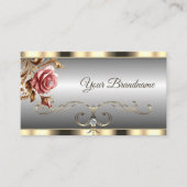 Luxe Goud en Zilveren Gradiënt Roze  Roos Visitekaartje (Voorkant)