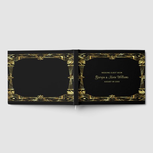 Luxe goud en zwart art deco lijst gastenboek (Volledig)