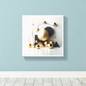 Luxe goud en zwart geometrisch abstract - modern canvas afdruk (Insitu (Houten vloer))