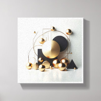 Luxe goud en zwart geometrisch abstract - modern canvas afdruk