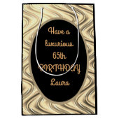 Luxe Goud en Zwart Gepersonaliseerde 65e Verjaarda Medium Cadeauzakje (Voorkant)