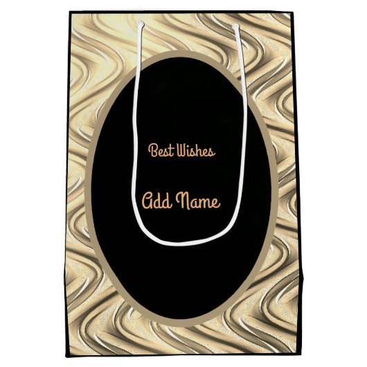 Luxe Goud en Zwart Gepersonaliseerde 65e Verjaarda Medium Cadeauzakje (Achterkant)