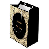 Luxe Goud en Zwart Gepersonaliseerde 70e Verjaarda Medium Cadeauzakje (Achterkant Gekanteld)