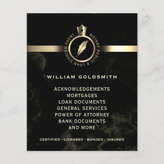 Luxe goud en zwart marmer notaris flyer (Voorkant)