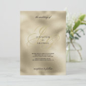 Luxe goud en zwart monogram initiaal bruiloft kaart (Staand voorkant)