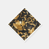 Luxe Goud en Zwarte Bloemen Servet (Hoek)