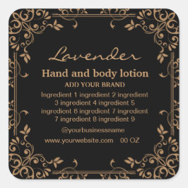 Luxe goud en zwarte ingrediënten rechthoekige squ vierkante sticker