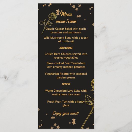 Luxe Goud Folie Bloem Bruiloftsmenu kaart (Voorkant)