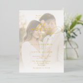 Luxe Goud Folie Script & Portret Bruiloft Uitnodiging (Staand Voorkant)