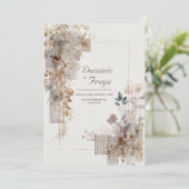 Luxe Goud Folie Taupe Botanische Geometrische Trou Kaart (Staand voorkant)