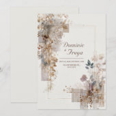 Luxe Goud Folie Taupe Botanische Geometrische Trou Kaart (Voorkant / Achterkant)