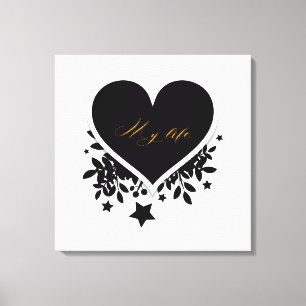 Luxe Goud Folie Typografie Mijn Leven Zwarte Hart  Canvas Afdruk