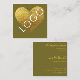 LUXE GOUD GEEL GROEN LOGO PROMOTIEBEDRIJF VIERKANTE VISITEKAARTJE
