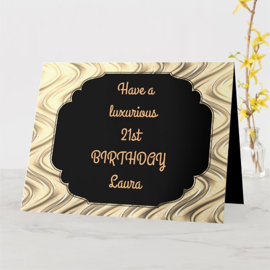 Luxe goud gepersonaliseerde 21e verjaardag kaart (Gele Bloem)