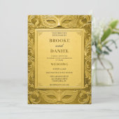 Luxe Goud Geprägde Masquerade Bruiloft Kaart (Staand voorkant)
