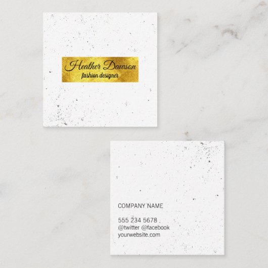 Luxe Goud (Gesprokkeld) Vierkante Visitekaartje (Voorkant / Achterkant)