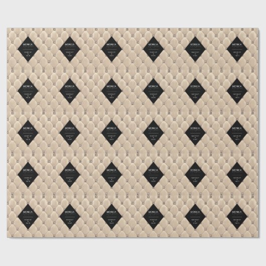 Luxe Goud Getuft Monogram Cadeaupapier (Vlak)