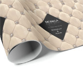 Luxe Goud Getuft Monogram Cadeaupapier (Rol Hoek)