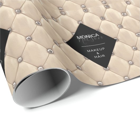 Luxe Goud Getuft Monogram Cadeaupapier (Rol Hoek)