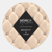 Luxe Goud Getuft Monogram Ronde Sticker (Voorkant)