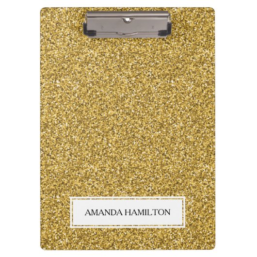Luxe goud Glitter add jouw naam Klembord (Voorkant)