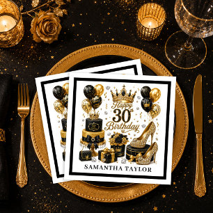 Luxe Goud Glitter Zwart En Goud 30th Feest N Servet