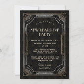 Luxe Goud Great Gatsby 20s Oud en Nieuw-feest Kaart (Voorkant)