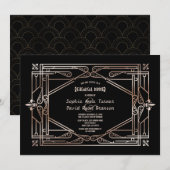 Luxe Goud Great Gatsby Art Deco Oefenavondeten Kaart (Voorkant / Achterkant)