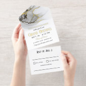 Luxe Goud Grijs Wit Marmer Business Grand Opening All In One Uitnodiging (Uittrekbaar)