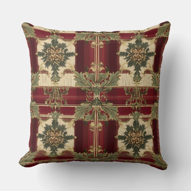 Luxe goud & groene kerst kussen (Voorkant)