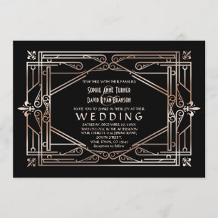 Luxe Goud Grote Gatsby Art Deco 20s Trouwdag Kaart