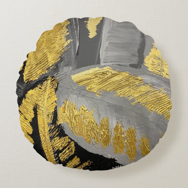 Luxe goud:  grunge textuur. rond kussen (Voorkant)