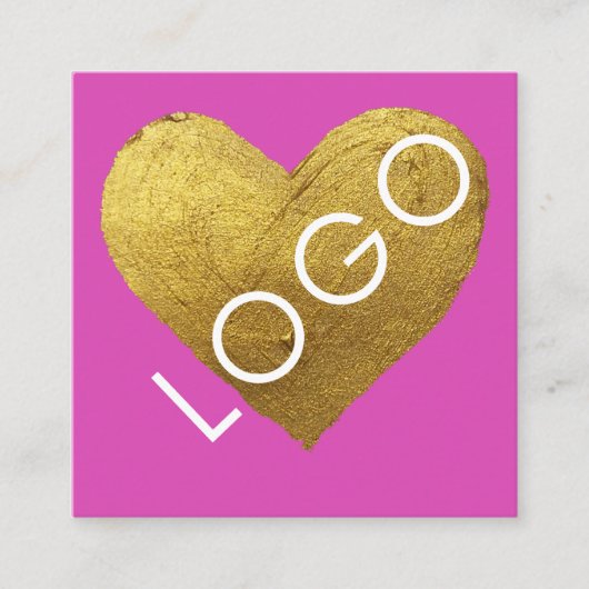 LUXE GOUD HEET ROZE EIGEN LOGO PROMOTIEBEDRIJF VIERKANTE VISITEKAARTJE (Voorkant)