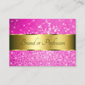 Luxe Goud Hot Pink Glitter Sparkling Stars Visitekaartje (Voorkant)
