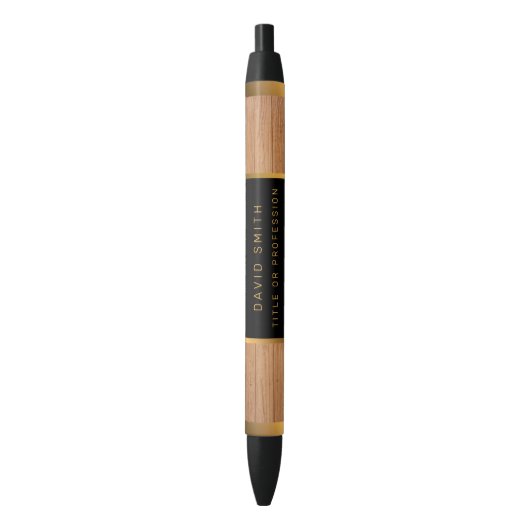 Luxe Goud Hout Modern Blauwe Inkt Pen (Voorkant Verticaal)