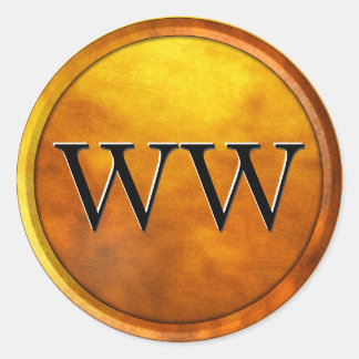 Luxe Goud In reliëf gemaakt Monogram Ronde Sticker