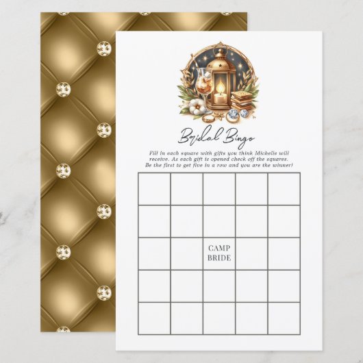 Luxe Goud Kamp Bruid Vrijgezellenfeest Bingo Spel (Voorkant / Achterkant)