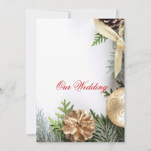 Luxe Goud Kerstmis Winter Bruiloft Uitnodigen Kaart (Achterkant)