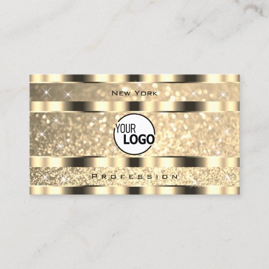 Luxe Goud Lichtgevende Glitter Sterren toevoegen L Visitekaartje (Voorkant)