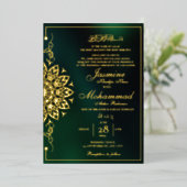 Luxe Goud Mandala Moslim Bruiloft Nikah Folie Uitnodiging (Staand Voorkant)
