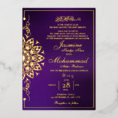 Luxe Goud Mandala Moslim Bruiloft Nikah Folie Uitnodiging (Voorkant)