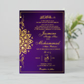 Luxe Goud Mandala Moslim Bruiloft Nikah Folie Uitnodiging (Staand Voorkant)