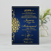 Luxe Goud Mandala Moslim Bruiloft Nikah Folie Uitnodiging (Staand Voorkant)