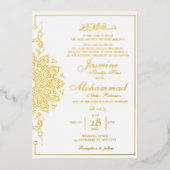 Luxe Goud Mandala Moslim Bruiloft Nikah Folie Uitnodiging (Voorkant)